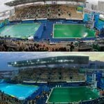 A piscina verde da Olimpíada do Rio 2016